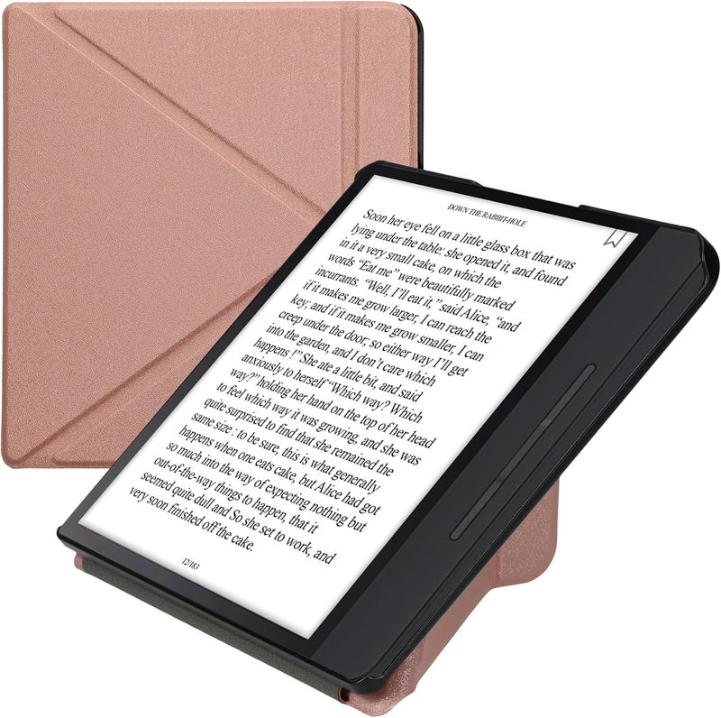 kwmobile Origami Case Compatible with Kobo Forma Case - Slim PU Leather Cover with Stand - Rose Gold - Image 1